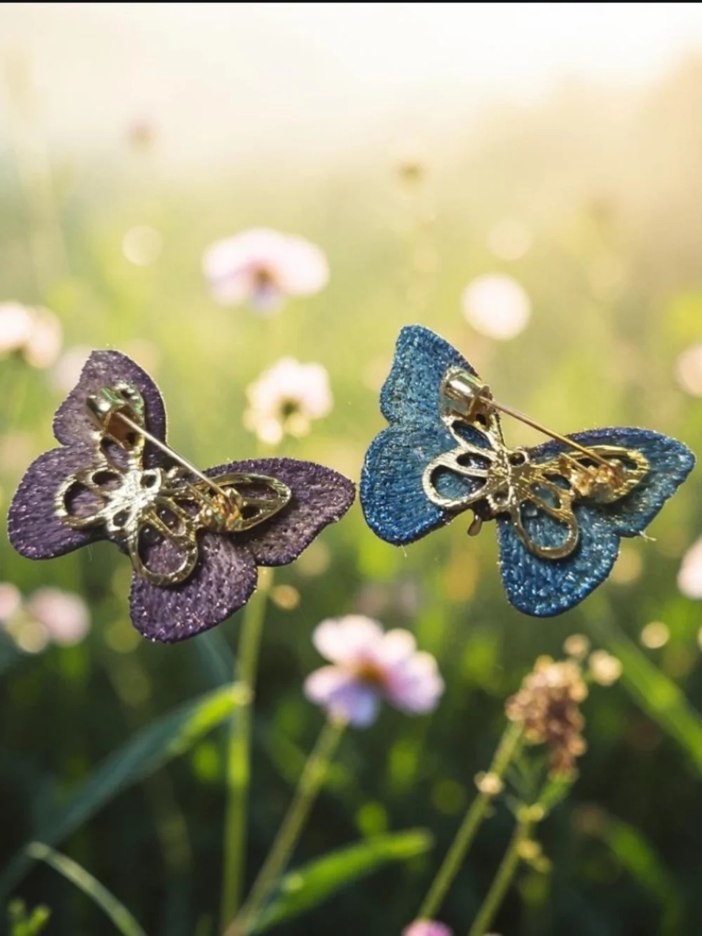 Elegant  Butterfly Brooches Pick 1  Purple Or Blue - NEW